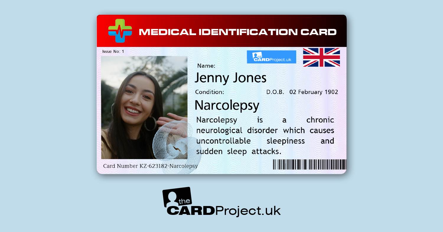 Narcolepsy Premium Photo Medical ID Card (FRONT)